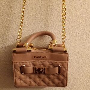 Beige Quilted Handbag & Shoulder Bag with Gold Chain B45